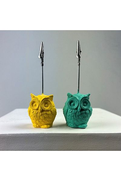 Melouro Owl Note Holder Set of 2 (yellow - Ice Green)