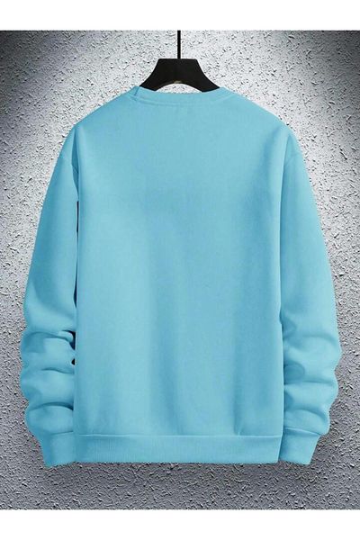 CAST COLLECTİON Ανδρικό φούτερ με στάμπα Paris Baby Blue Crew Neck