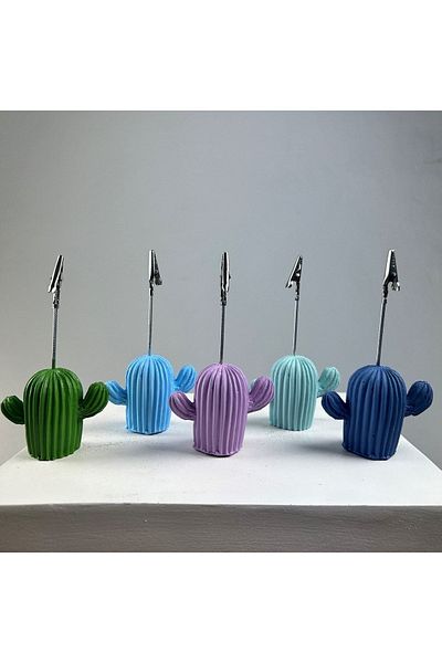 Melouro Cactus Note Holder Set of 5 (green - Lilac - Mint - Light Blue - gray Blue)