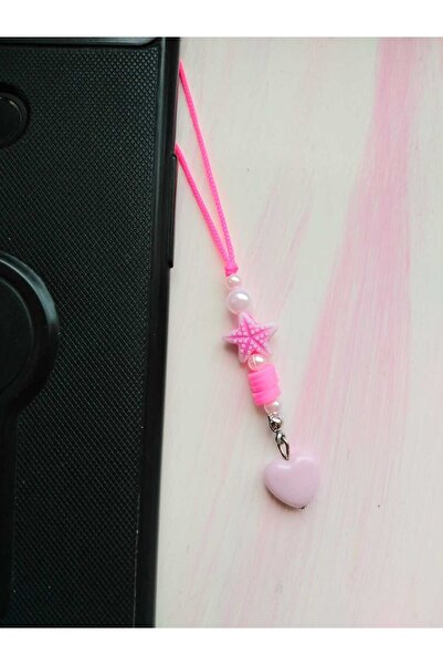 nasclaycollection Fimo Charm Telefon Süsü Deniz Kabuğu Pembe Mini