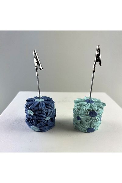 Melouro Light Blue Gray Blue Daisy 2-Piece Note Holder Set