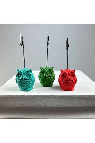 Melouro Owl Note Holder Set of 3 (ice Green - Coral - green)