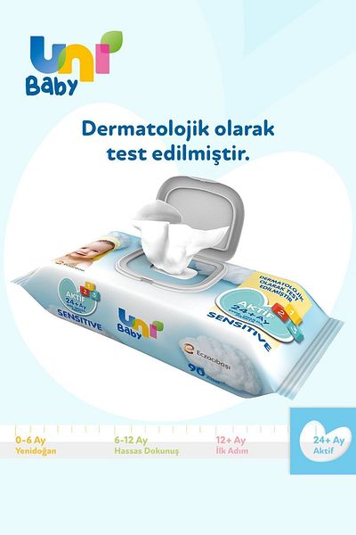 Uni Baby Active Sensitive Wet Wipes 90 Pieces X 12 Pieces