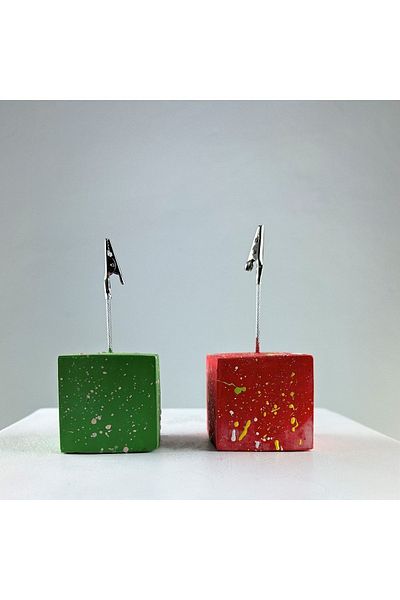 Melouro Red Green Colorful Splash Cube Note Holder Set of 2