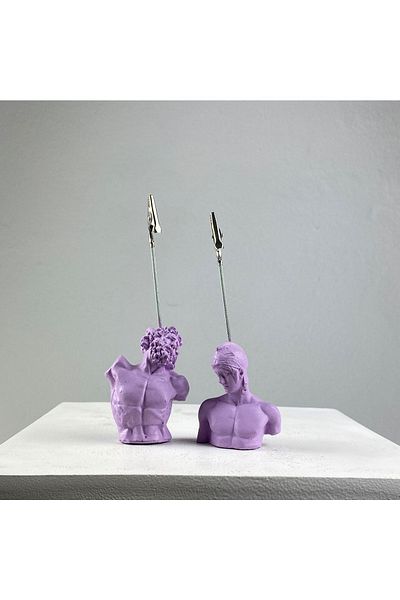 Melouro Lilac Color Laocoon and Ares Sculpture Note Holder Set of 2