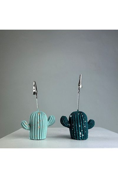 Melouro Mint Dark Green Cactus Splash 2 Pieces Note Holder Set