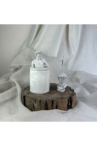 Melouro Gray Antique David Box with Lid and Note Holder Decorative Set of 2