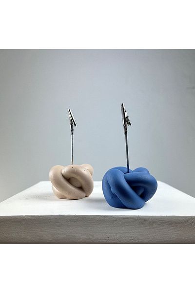 Melouro Knot Note Holder Set of 2 (Cream - Gray Blue)