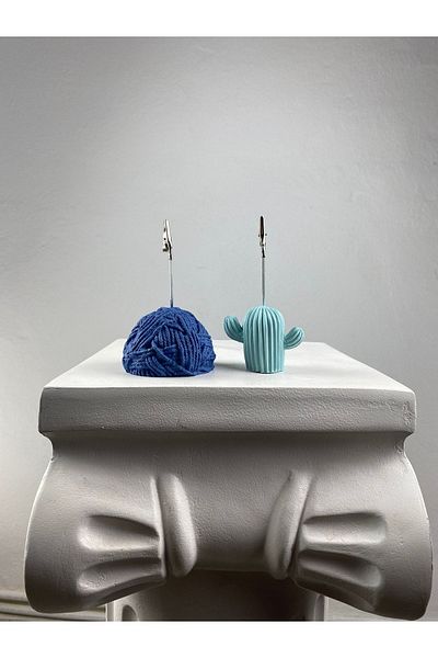 Melouro Ball Ball and Cactus Note Holder Set of 2 (grey Blue-mint)