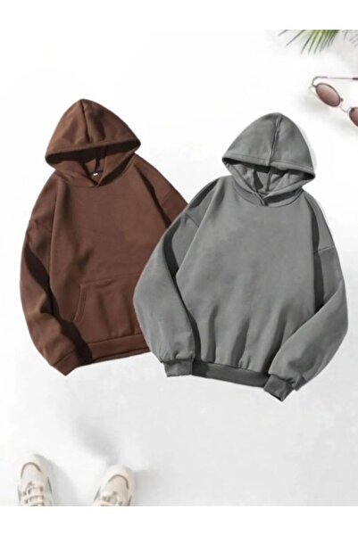 MOONBULL Σετ 2 Unisex Φούτερ με μονόχρωμη κουκούλα