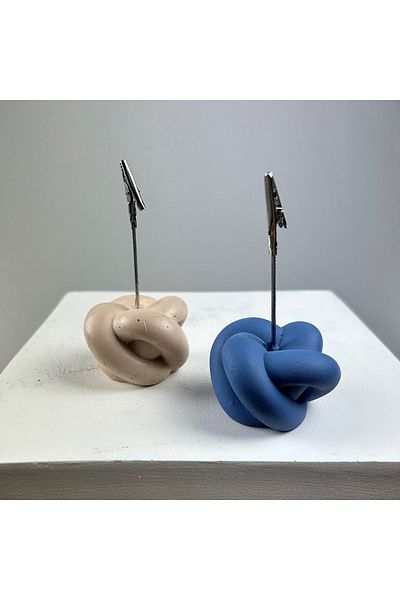 Melouro Knot Note Holder Set of 2 (Cream - Gray Blue)