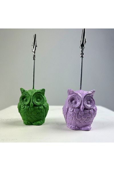 Melouro Owl Note Holder Set of 2 (green - Pink)