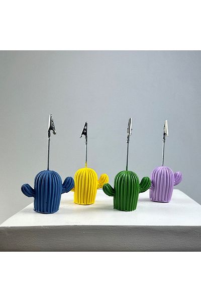 Melouro Cactus Note Holder Set of 4 (green - Yellow - Lilac - gray Blue)