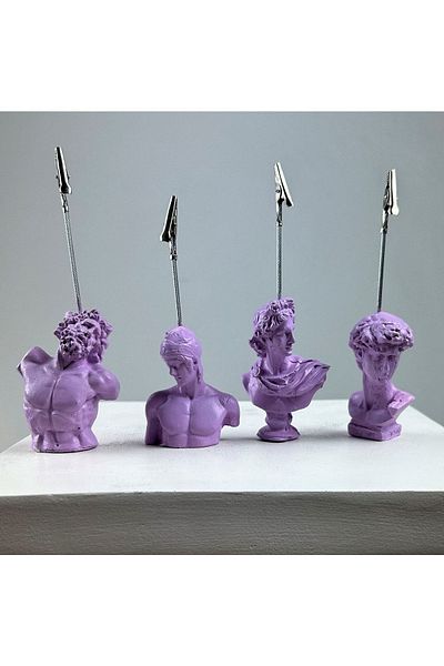 Melouro Lilac Color Laocoon, Ares, Apollo and David Sculpture Note Holder Set of 4