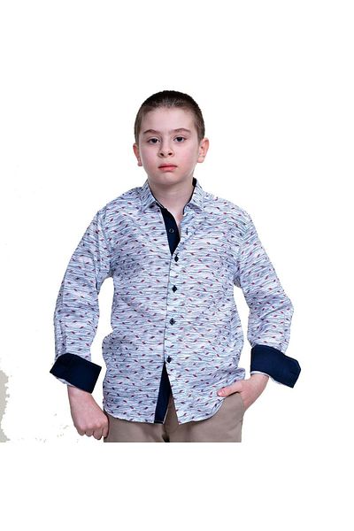 Exve Exclusive Cămașă pentru copii cu model geometric alb topit roșu