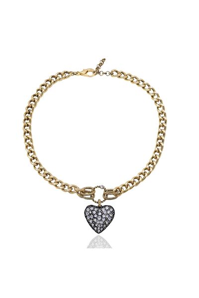 Bayemeyc Zirkon Taşlı Kalp Charm Kolye