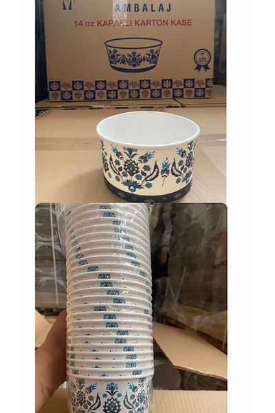 FİGANLAR 14 oz 25 Liter Cardboard Ashura Bowl with Lid Soup / Food Bowl Hygienic