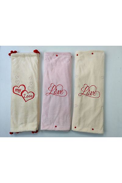 Tomuycuk Love Embroidered Heart Blanket, Pompom Sofa Throw, Play Mat and Gift Cover