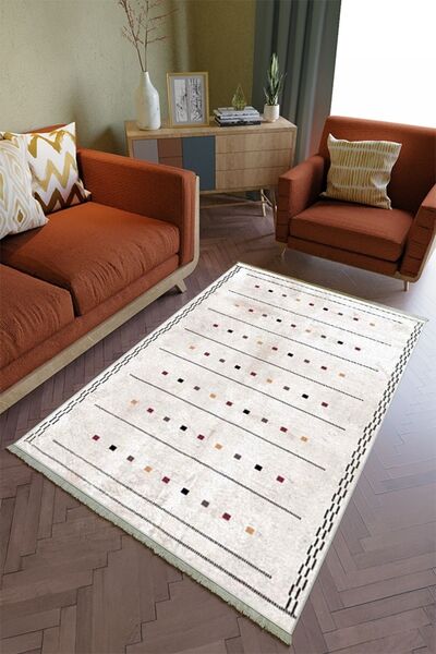 10 Post Online Salon Halısı Otantik Bej Yolluk Kaymaz Yuvarlak Oval Kesme Inc...