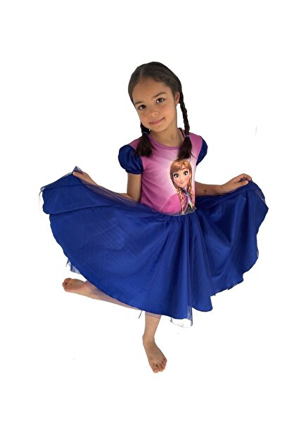 Moni فستان بناتي فروزن / فروزن برينسيس آنا مطبوع عليه تنورة من التول