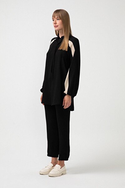 Touché Privé Draped Tunic with Contrast Garnish