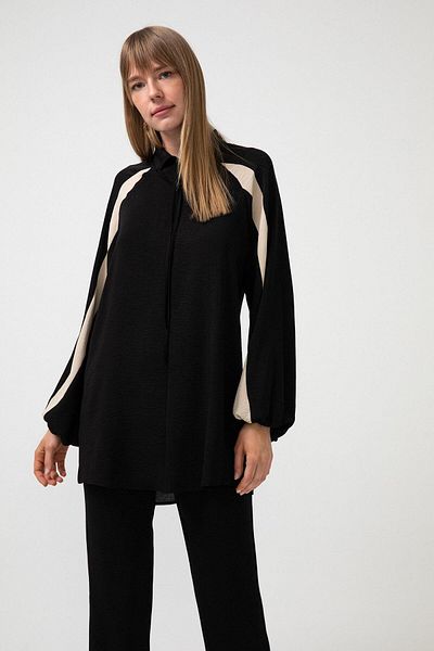 Touché Privé Draped Tunic with Contrast Garnish