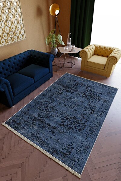 10 Post Online Salon Halısı Modern Spor Lacivert Kaydırmaz Kesme Yıkanabilir ...