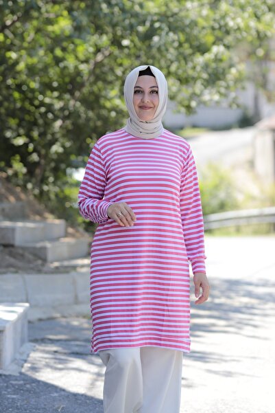 Zey&Ka Butik Çizgi Desen Pamuklu Tunik