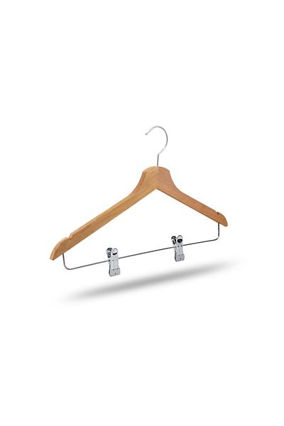 NYN Wooden Clothes Hanger with Pegs Natural Color 6 Pieces