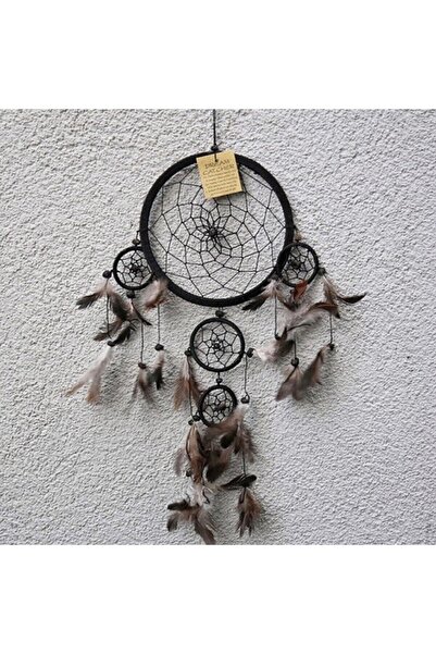 Makrome Düş Kapanı Siyah Dream Catcher Rüya Kapanı Üç Gözlü