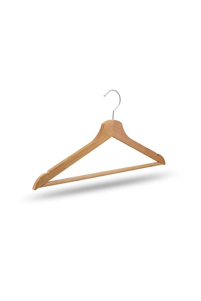 NYN Wooden Bar Clothes Hanger Natural Color 6 Pieces
