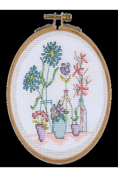 Tuva Yayıncılık Canvas Cross Stitch Etamine Kit Acs07 Flowers And Vases