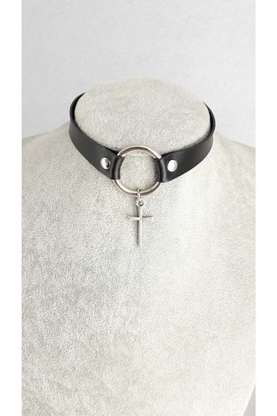 Fugusugu Gothic Thin Cross Choker