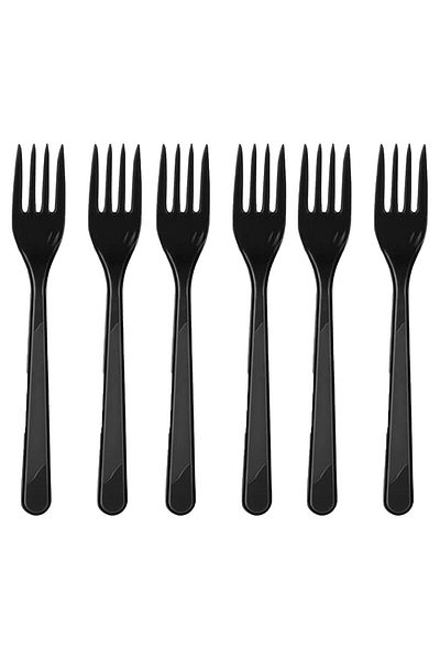 REST Parti 25 Pcs Forks Black Color Plastic Luxury Party Picnic Birthday