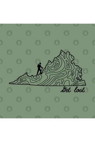 Pixxa Get Lost Hiking Topographic Art Hike Virginia State Map Mug