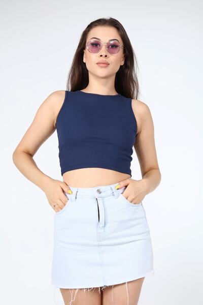 AFŞAR MODA Women's Zero Sleeve Crop Blouse