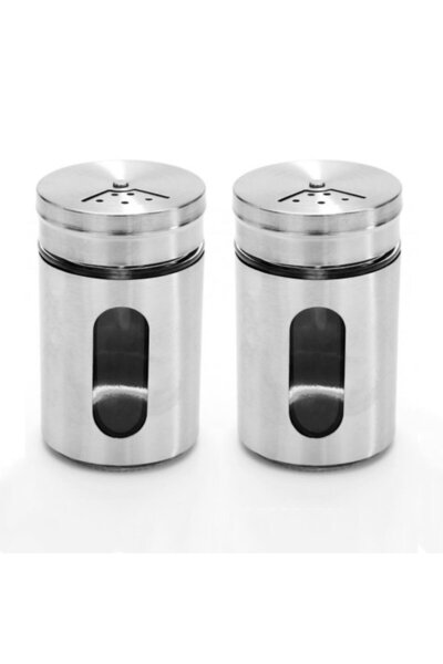 Fame Kıtchen 2'li İçi Cam Dışı Metal Tuzluk Seti Un-320