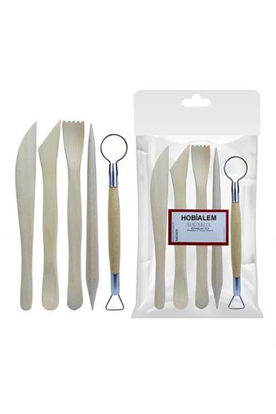 Hobialem Wooden Parent Set, Modeling Pen, 5 Pieces, Design, Dip Removal, Ceramic And Clay Work