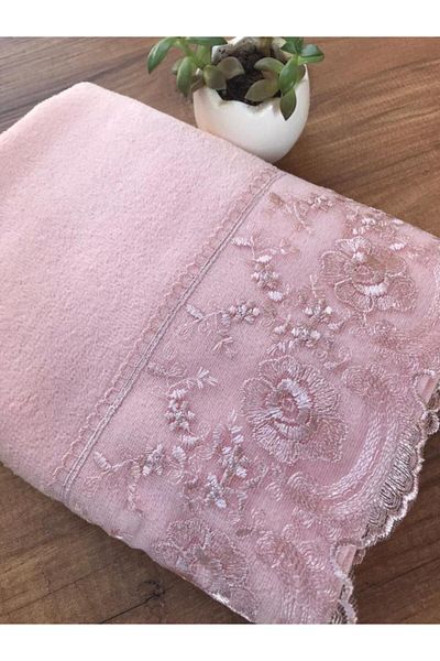 Çeyiz Bahçesi Ahmella French Laced Powder Velvet Towel 50&90