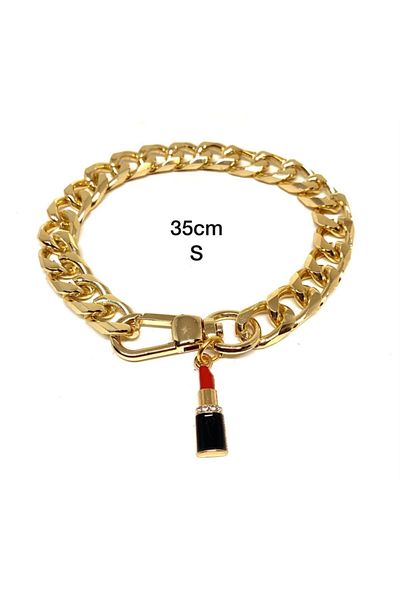 Petbucks Pet Accessories قلادة سلسلة ذهبية على شكل كلب قطة مقاس S 35 سم 2107zkruj