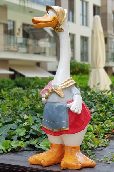 Ella's Design Studio Kadın Ördek Heykeli, Bahçe Dekorasyonu, Bahçe Heykeli, Y...