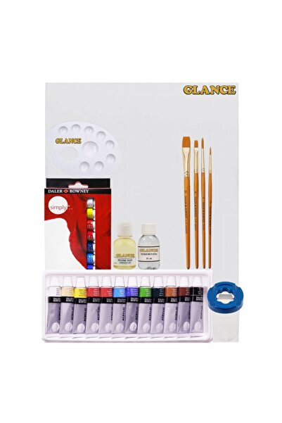 GLANCE Daller Rowney Simply 12x12ml 12 Renk Ekonomik Yağlı Boya Başlangıç Set