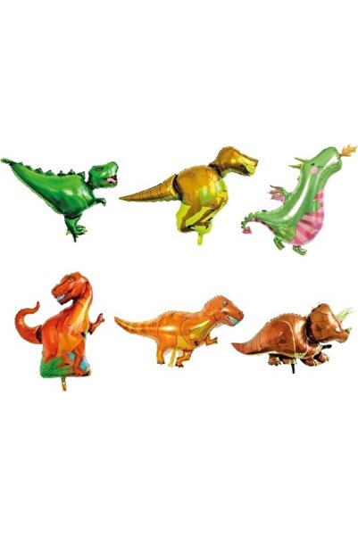 PARTİ AŞKI مجموعة بالونات على شكل ديناصور مكونة من 6 قطع - 35 سم من الرقائق ا...