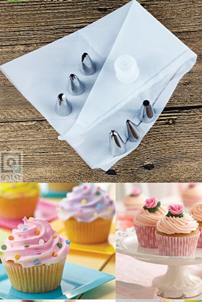 QNİAY كيس ضغط الكريمة 6 أطراف مختلفة لتزيين الكيك