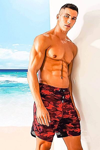 MED Men's Army Surf Long Swimsuit Shorts