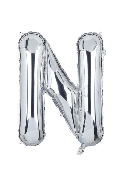 BEST PARTİ Star 16" Inch 40 Cm Foil Balloon Silver Color Letter '' N''