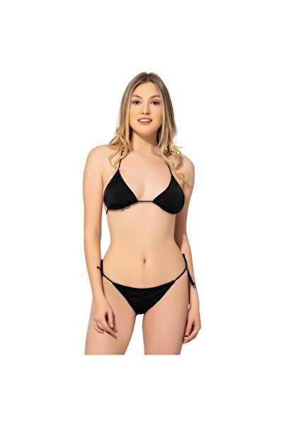 Argisa Plain String Tied Triangle Bikini 5026 Black