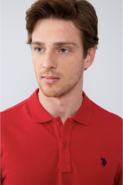 U.S. Polo Assn. Червена поло блуза с висока яка