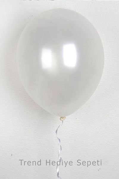 Trend Hediye Sepeti 12 Inch Metallic White Balloon Pack of 10
