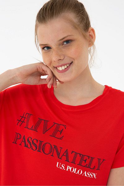 U.S. Polo Assn. Tricou roșu pentru femei